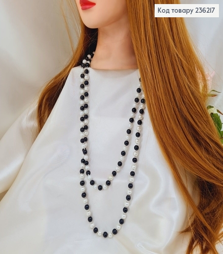 Бижутерия на шею бусы белые/ черные жемчужины 142 см 236217 фото 1