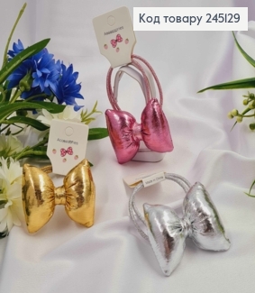 Резинка двойная с блестящим бантиком, 5см, цвета в ассортименте. 245129 фото