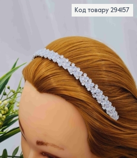Обруч металл, "диадема", украшенный Блестящими камешками (с голубым оттенком),1,2см 294157 фото