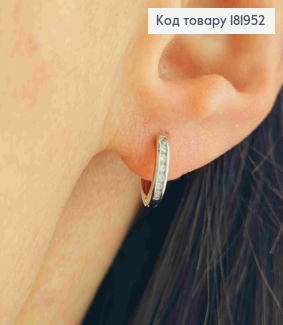 Серьги кольца украшены Блестящими камешками, диаметр 1см, Xuping 181952 фото