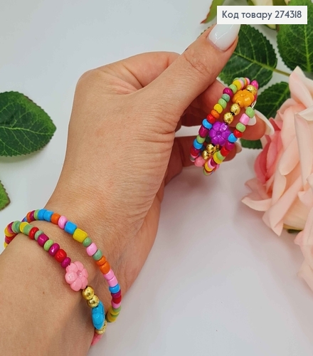 Браслет пружинка с цветными бусинками. 274318 фото 2