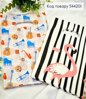 Пакет полиэтиленовый с принтом "Музыкальные инструменты" и "Flamingo" в ассортименте, 100шт/уп, 30*20см 544201 фото