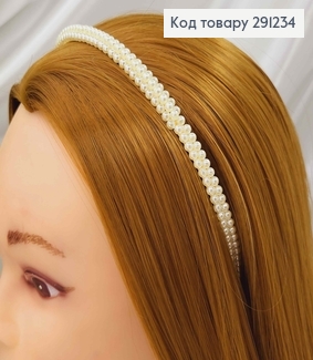 Обруч металл с плетеными бусинками в 2+1 ряд(посередине), ширина 1см 291234 фото