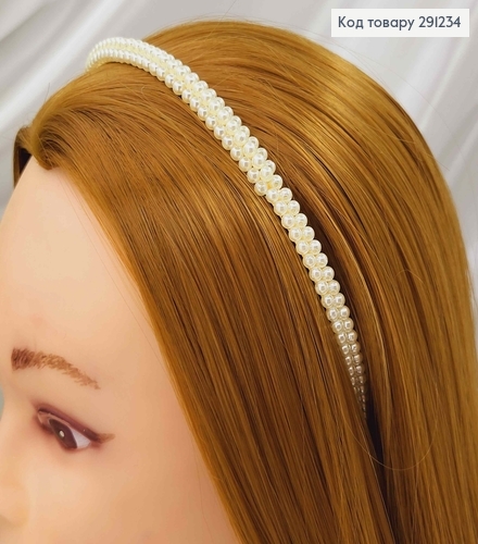 Обруч металл с плетеными бусинками в 2+1 ряд(посередине), ширина 1см 291234 фото 1