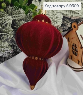 Новогодняя игрушка "КОНУСНАЯ БУРУЛЬКА", МАРСАЛ бархат с ЗОЛОТОМ, высота 13см, диам.9см,4,5см,Украина 619309 фото