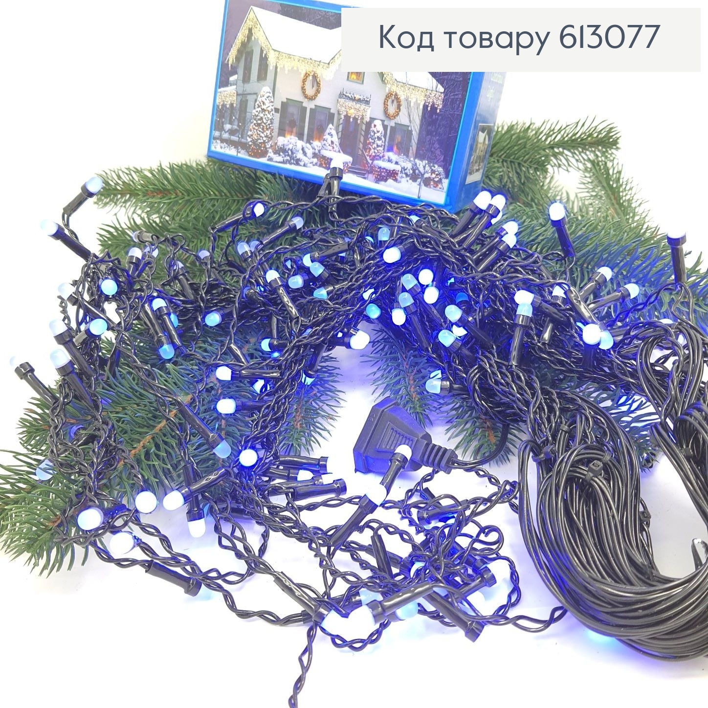 Гирлянда шторка черная проволока 5 м 150 LED синяя 613077 фото 2