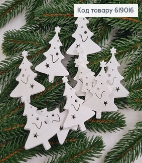 Набір ялинок дерев'яних білих 5*3,5 см 10 шт  619016 фото