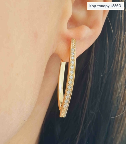 Серьги Стрелы с Блестящими камешками, 3,6см, английская застежка, Xuping 18К 118860 фото 3
