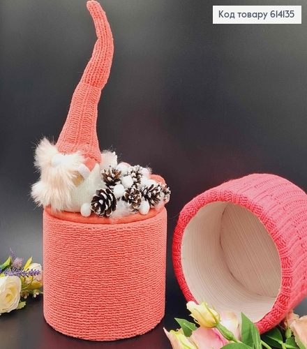 Дерев"яна коробка17*17см ОРАНЖ, з декоративною кришкою з гномиком 20см, ручна робота, УКраїна 614135 фото 1