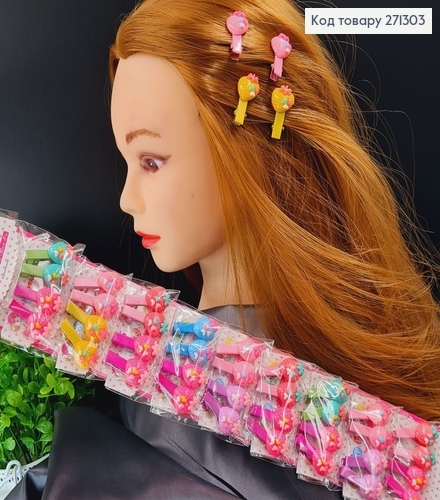 Заколка (40шт) стрела  (уточка) 3см  Клубничка в асорт. 271303 фото 1