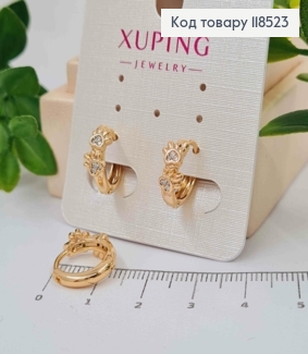 Серьги кольца, "Кошачьи лапки" с камешками, 1,4см, Xuping 18К 118523 фото