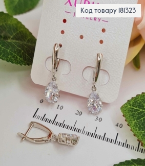 Сережки родовані, з камінцем крапелькою, 3см, англ. заст. Xuping 181323 фото