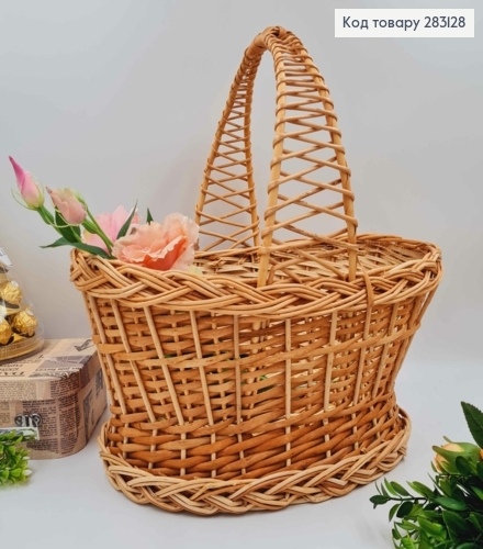 Кошик плетений овальний, "КОБРА" з "спідничкою", 40*27*16см, +ручка 18см, в асорт. УКРАЇНА 283128 фото 1