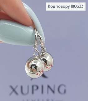 Серьги кольца с бусинкой родироване медзолото Xuping 180333 фото