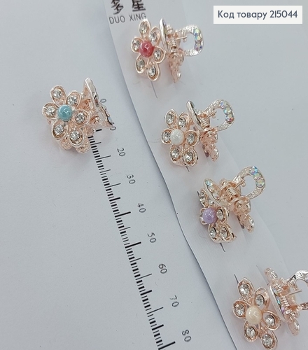 Краб металл золото с цветными цветочками в асс. 2 см 215044 фото 1