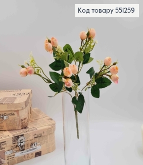 Композиция ПУДРОВА "Букет мелких пионов Камелия с декором", высотой 30см, 15 бутонов по 2см 551259 фото