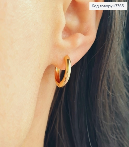 Серьги Колечки, ширина 3мм, диаметр 1,5см, Xuping 18K 117363 фото 2