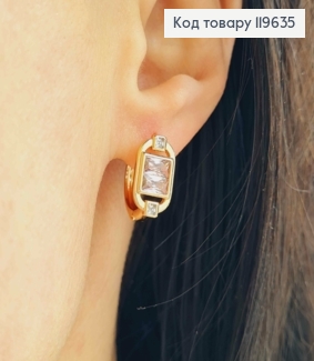 Серьги кольца "Блеск Солнца" с Розовым камнем, диаметр 1,5см, Xuping 18K 119635 фото