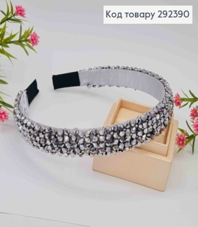 Обруч пластик, СЕРЕБРЯНОГО цвета, плетеный Стеклярус, ширина 2см 292390 фото