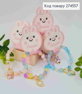 Дитячий Браслети з бусинок (матові) + Хелоу Кіті, Яскраві кольори в асортименті 274557 фото