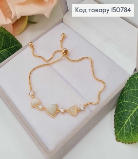 Браслет, плетение квадратный снейк, С камешками "Кошачий глаз", на затяжке с регуляцией 15-23см, Xuping 18K 150784 фото