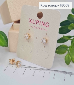 Серьги гвоздики с Блестящим камешком, 5мм, Xuping 18K 118059 фото