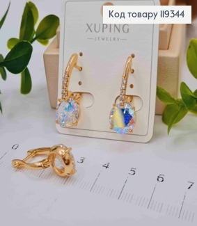 Серьги с изысканным камнем Хамелеон, 2,5см, англ. застежка, XUPING 18K 119344 фото