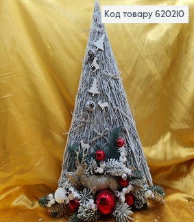 Треугольник с дерева Олень в лесу с игрушками 55*29 см 620210 фото