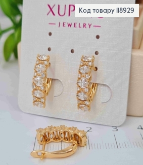 Серьги "Орбита" украшены Блестящими камешками, 1,8см, английская застежка, Xuping 18K 118929 фото