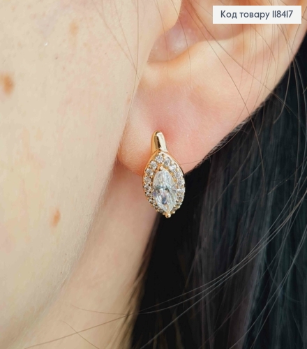 Серьги "Глаза Змеи" с Блестящим камнем, 1,4см, английская застежка, Xuping 18К 118417 фото 3