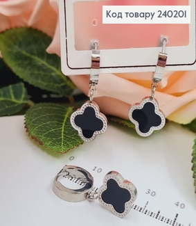 Сережки родироваые Van Cleef, 2,7*1,2см  Stainless Steel 240201 фото