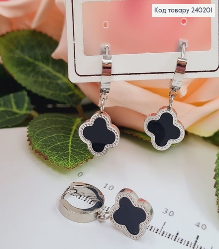 Сережки родироваые Van Cleef, 2,7*1,2см  Stainless Steel 240201 фото 1