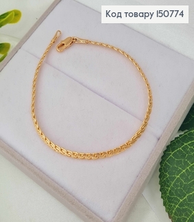 Браслет плетения Косичка, шир.3мм, дл. 19см, Xuping 18K 150774 фото
