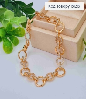 Браслет из колец украшен Блестящими камешками, длина 17,5+2см, Xuping 18K 151213 фото