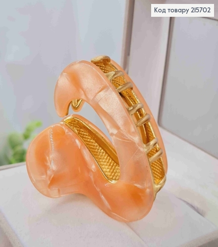 Краб металл "Овальный" с акриловой пластиной, 6см, пудрово-перламутрового цвета. 215702 фото 2