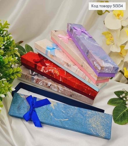 Коробка с хаотическими разводами и бантиком, 21*4,5*2см, цвета в ассорт. 513134 фото 1