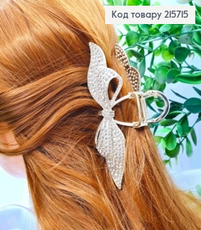 Краб метал "БАНТИК" з Блискучими камінцями, 12см, Золотого кольору 215715 фото