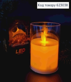 Декоративний LED ліхтарик 10см "Свічка в стакані" теплого кольору, МОЛОЧНОГО кольору, без батарейок 623038 фото