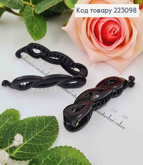 Заколка банан, глянцевий/матовий асторт. чорний, ажурний, 8см 223098 фото