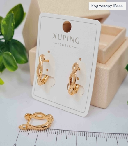 Серьги "Бесконечность", длина 1,6см, английская застежка, XUPING 18K 118444 фото 2