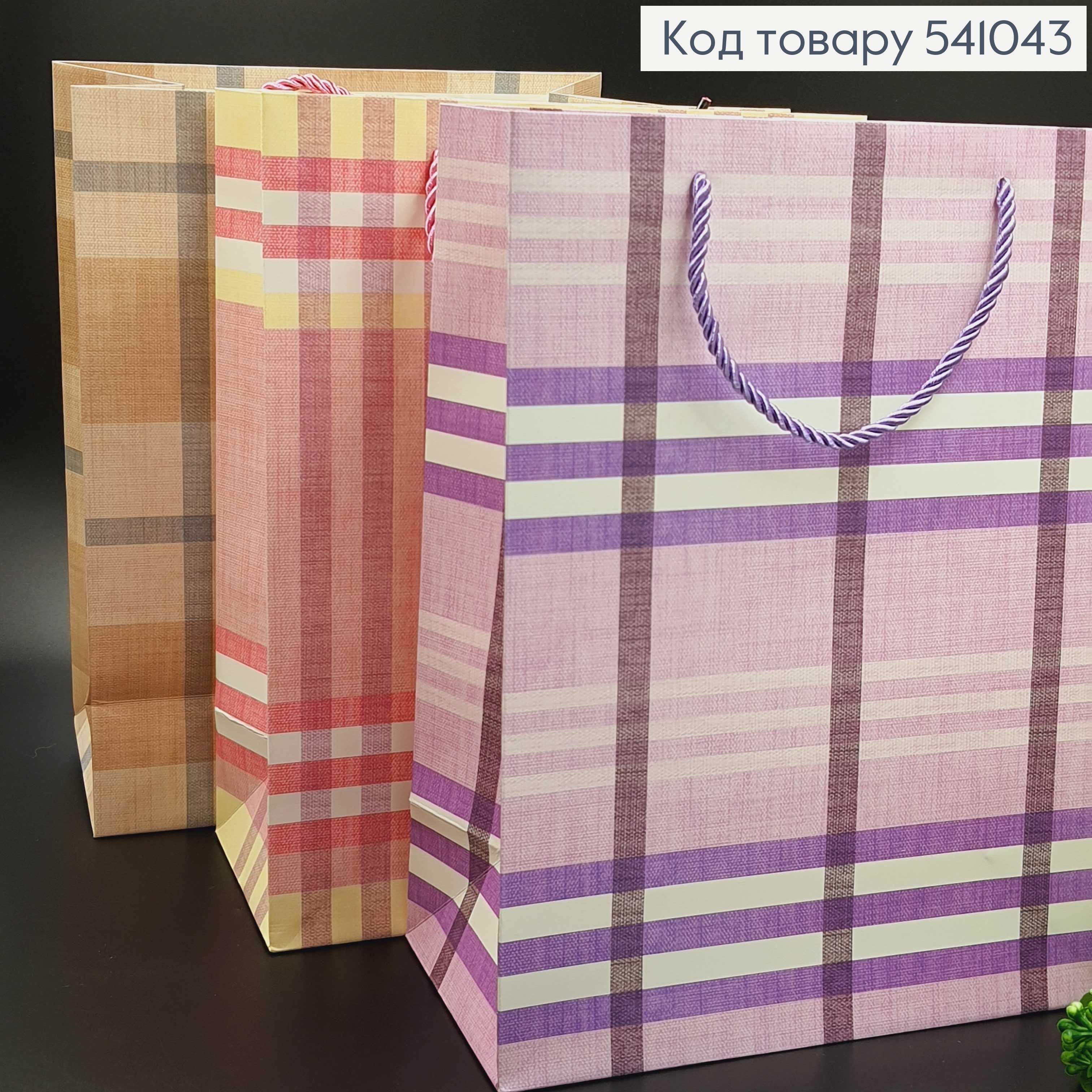 Пакет бумажный средний "Большая клетка" 33х25,5х12,5 см в асс. 541043 фото 1
