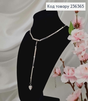 Біжутерія на шию, з Прямокутними деталями та підвіскою з Серцем, 45+8см, Fashion Jewelry 236365 фото