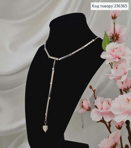 Біжутерія на шию, з Прямокутними деталями та підвіскою з Серцем, 45+8см, Fashion Jewelry 236365 фото 1