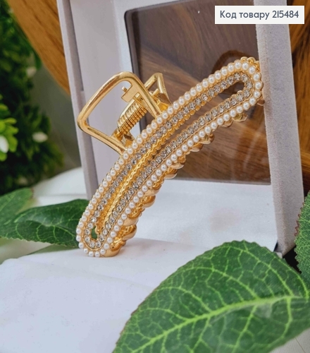 Краб металл, золотого цвета, банан в камнях, 7,5см. 215484 фото 1