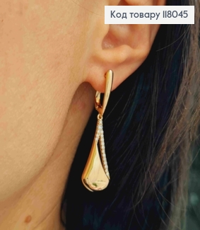 Серьги с подвижной подвеской в Блестящем камне, 1,8+2,7см, английская застежка, Xuping 18K 118045 фото