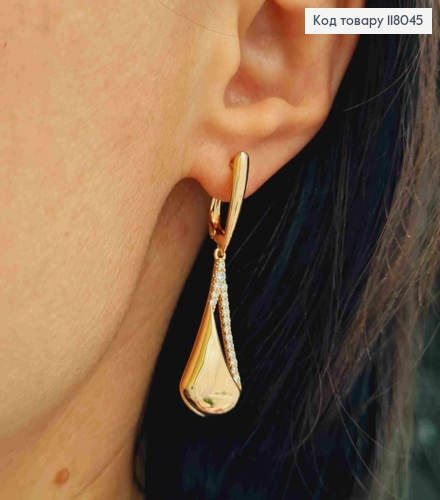 Серьги с подвижной подвеской в Блестящем камне, 1,8+2,7см, английская застежка, Xuping 18K 118045 фото 1