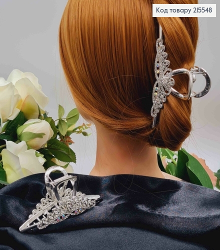 Краб метал ПАВА срібного кольору в камінцях, довжина 11,2см 215548 фото 4