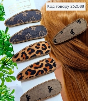 Заколка Тик-Так, Овальная в ассортименте украшена стразами, Пастельные цвета в ассорт, 8см. 232088 фото