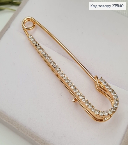 Брошка Шпилька в камушках 7*2 см, золотой цвет. 235140 фото 3