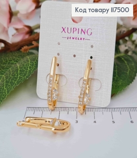 Серьги Стрелы с Камешком в середине (6мм), 2,5см, англ. застежка, Xuping 18К 117500 фото